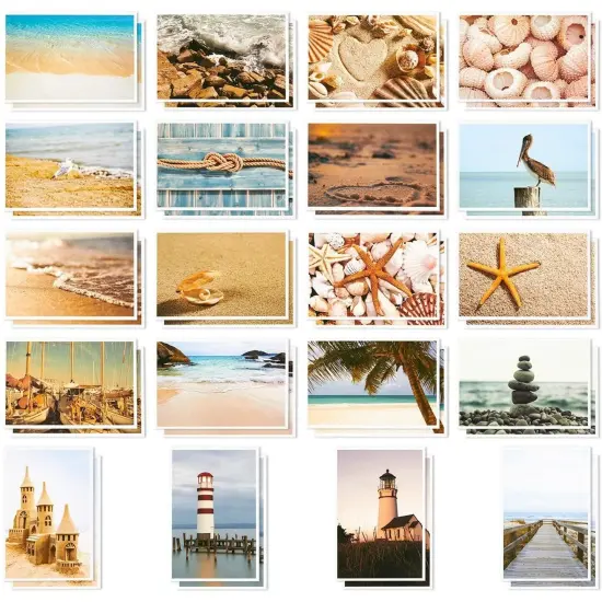 40 Pack Bulk Nautical Beach Seaside Postcards From Around the World for Mailing, 20 Assorted Designs (4 x 6 In) Multicolor {1}