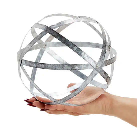 2 Piece Metal Decorative Spheres for Home Decor, Table, Rustic Style Shelf Decor Accents (Distressed Silver, 2 Sizes) {6}