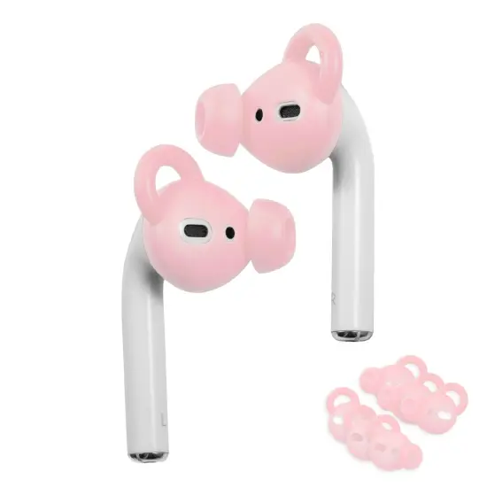 Insten 3 Pairs Ear Hooks Tips Compatible with AirPods 1 & 2 Earbuds, Anti-Lost EarHooks EarTips Accessories, Comfortable Soft Silicone Covers, with Storage Box (Not Fit in Charging Case) Pink {1}