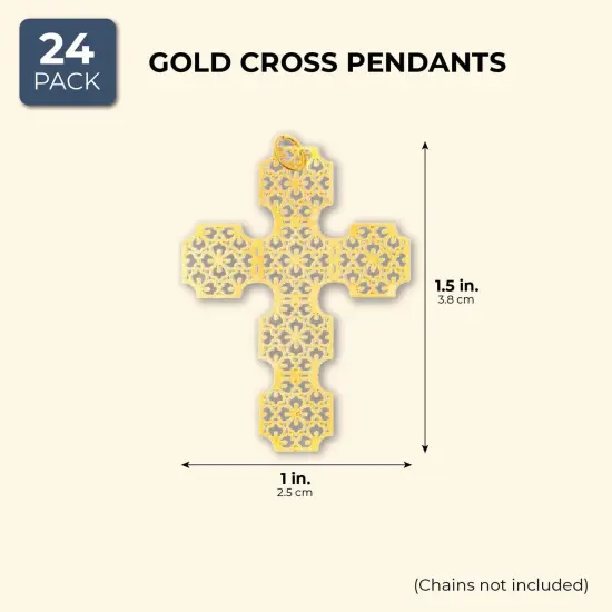 Gold Charms for Jewelry Making, Cross Pendants (24 Pack) {2}