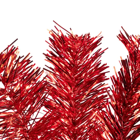 Northlight Pre-Lit Artificial Tinsel Christmas Tree - 3' - Red - Clear Lights {6}