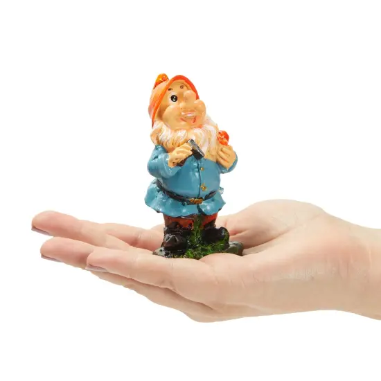 Set of 6 Garden Gnomes for Fairy Garden - 4 Inch Resin Statue Figurines for Home and Spring Yard Decor - Outdoor Patio Decorations {3}
