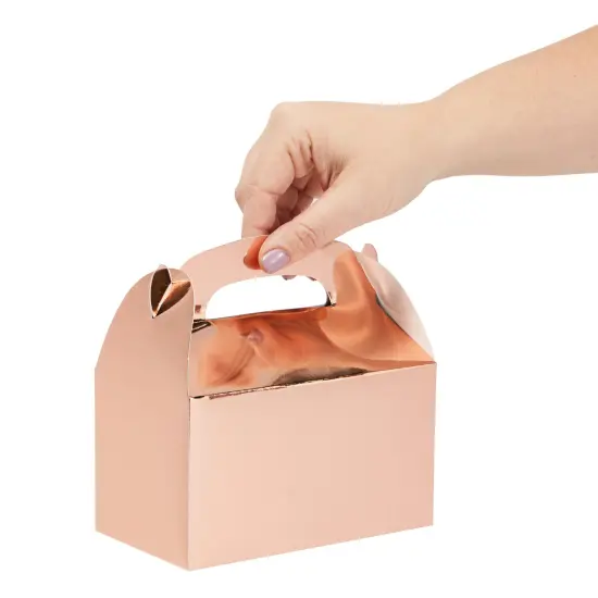 24-Pack Treat Boxes - Candy Gable Boxes for Party Favors, Birthday, Wedding, Baby Shower (Rose Gold, 6.2x3.5x3.6 In) Pink {4}