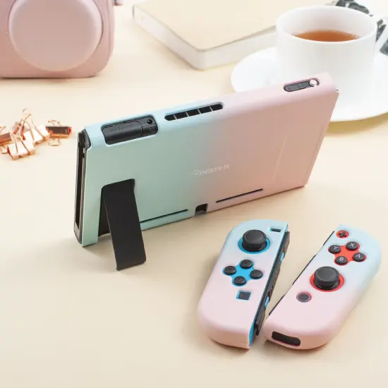 For Nintendo Switch Protective Case, Hard Dockable Shell Cover Skin for Girls, Pink and Blue Multicolor {7}