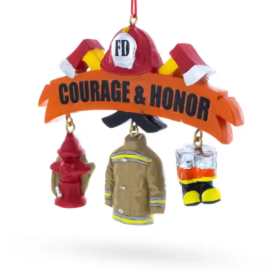 Courage & Honor Firefighter Gear Resin Christmas Ornament {3}