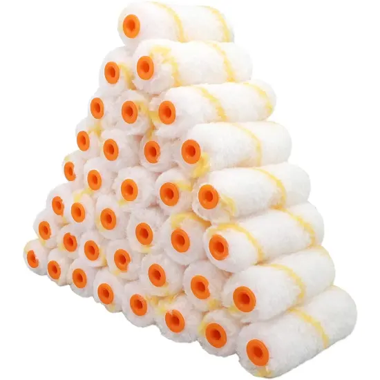 36 Pack Mini Paint Roller Covers, Painting Supplies, Roller Paint Brush (4 In) White {4}
