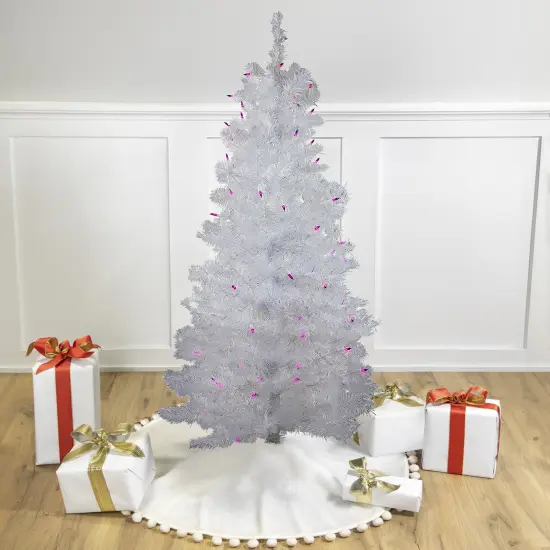 Northlight 4' Pre-lit White Iridescent Pine Artificial Christmas Tree - Purple Lights {1}