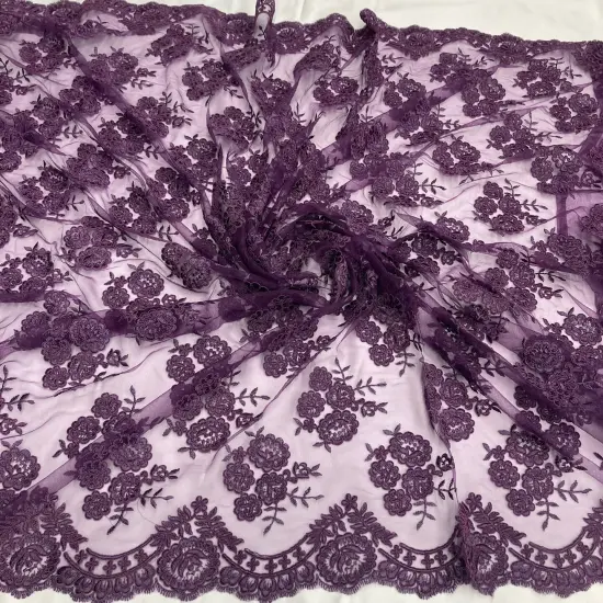 1 Yard Elegant Corded Lace Fabric Embroidered Bridal Mesh for Dresses 50" Width Gold {5}