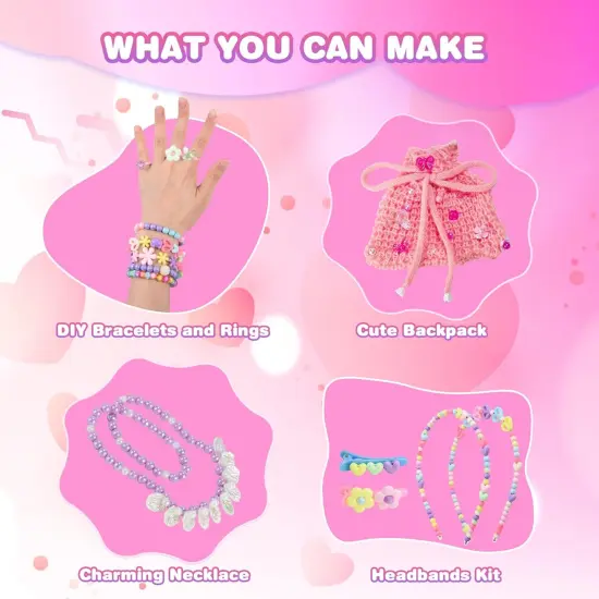 Friendship Bracelet Making Kit Toys, Ages 7 8 9 10 11 12 Year Old Girls (Pink) 8.26 x 5.51 x 1.96 inches {5}