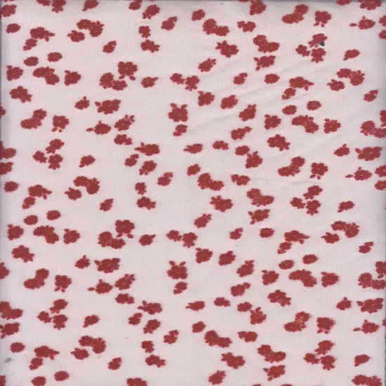 1 Yard Floral Flocking Mesh Fabric, 56/57&Prime; Wide Polyester Spandex Blend RED {4}