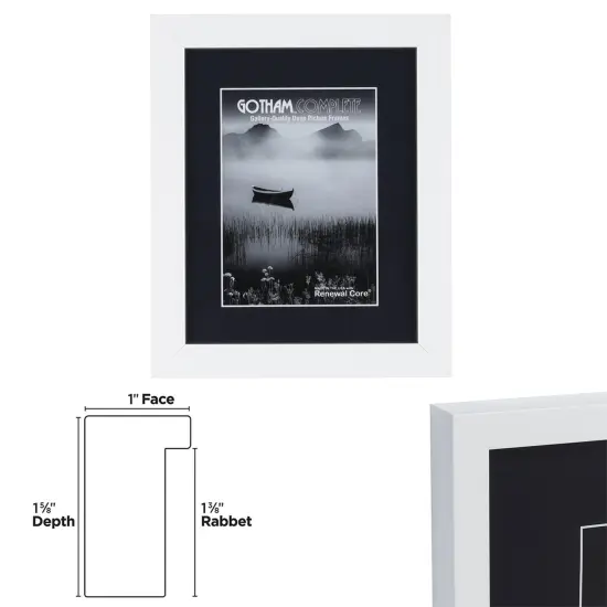Gotham Extra Deep Complete Picture Frames - White - 16x20" - 1-5/8 Deep Frame Break Resistant Acrylic Glazing - Professional Quality Frames for Heavy Duty Canvases or Prints -Made in the USA {4}