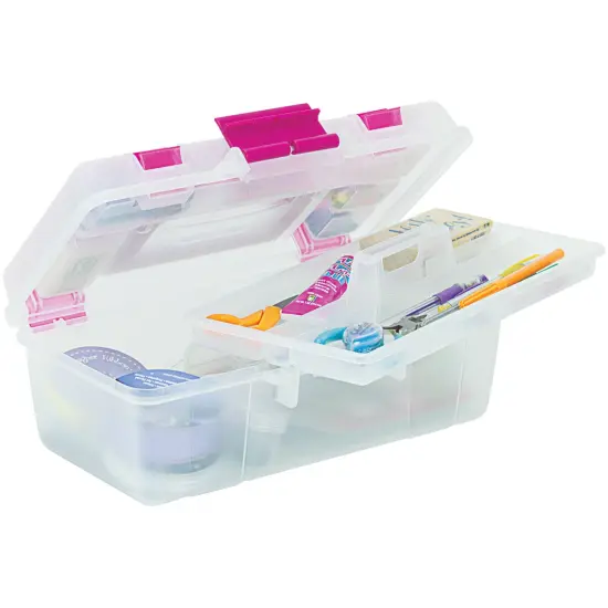 Creative Options Tool Box Organizer-13"X7.5"X5" Clear W/Magenta {4}