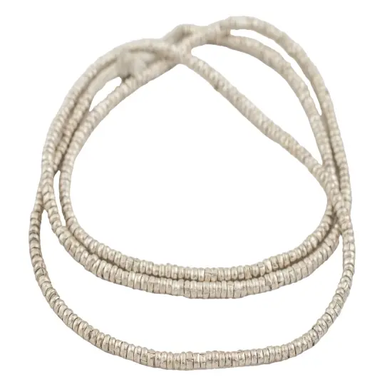 The Bead Chest Silver Heishi Beads &ndash; 3mm Ethiopian Metal Spacers, Full Strand for Jewelry MakingI Approximately 400 Beads {3}