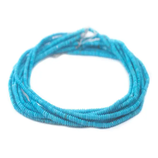 The Bead Chest Tiny Blue Turquoise Stone Saucer Heishi Beads 3mm Afghanistan Gemstone 14 Inch Strand {3}
