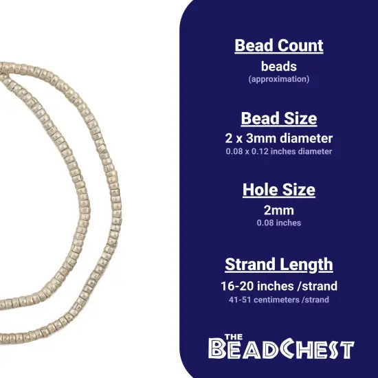 The Bead Chest White Metal Heishi Ethiopian Beads (Set of 2) {4}