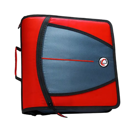 Case&middot;it Mighty Zip Tab O-Ring Binder, 3 Inches, Fire Engine Red {1}