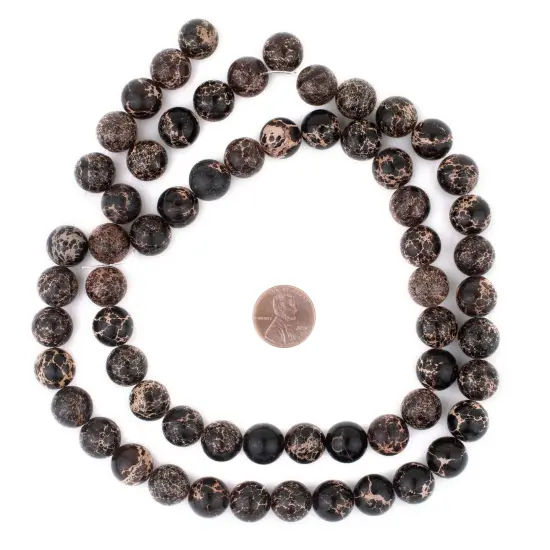 The Bead Chest Black Sea Sediment Jasper Beads 12mm Round Gemstone 16 Inch Strand {2}