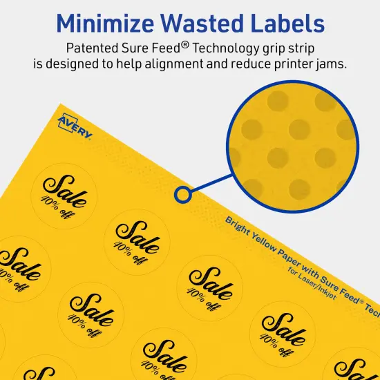 Avery Bright Yellow Paper Labels, 1.25" Diameter Round {4}