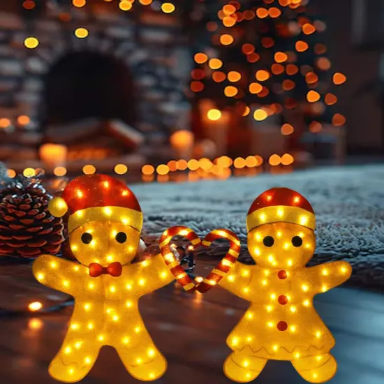 Adorable Light Up Gingerbread Couple for Whimsical Holiday Decor 32 Inches Tall {4}