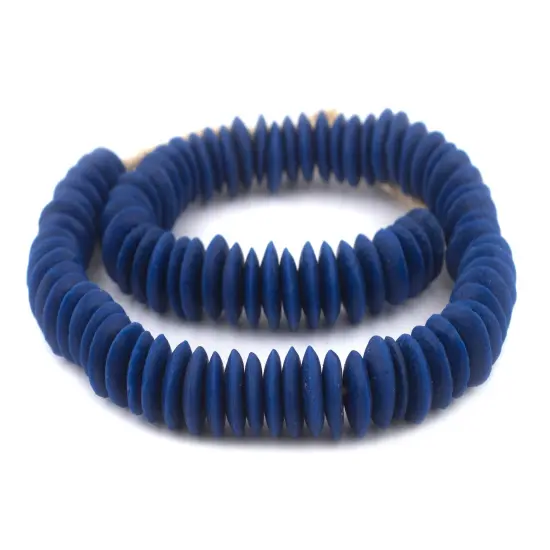 The Bead Chest Blue Ashanti Glass Saucer Beads (20mm) {3}
