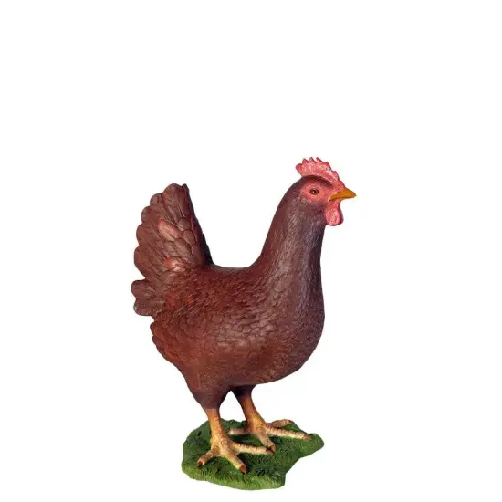 Red Chicken Life Size Statue {1}