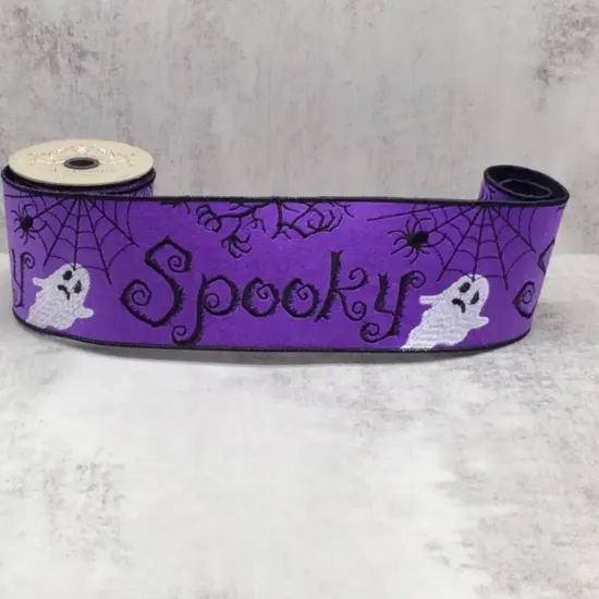 4" Spooky Ghost Spider Felt Ribbon: Purple (5 Yards) {3}