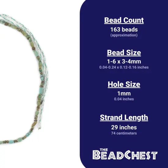 The Bead Chest Antique-Inspired Mixed Turquoise Style Stone Beads 3-4mm Afghanistan Green 29 Inch Strand {4}
