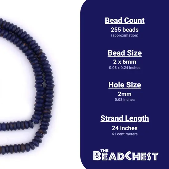 The Bead Chest 6mm Lapis Blue Bone Button Beads: Nepal Flat Round Disk Heishi Beads for DIY Necklace Jewelry Making {4}