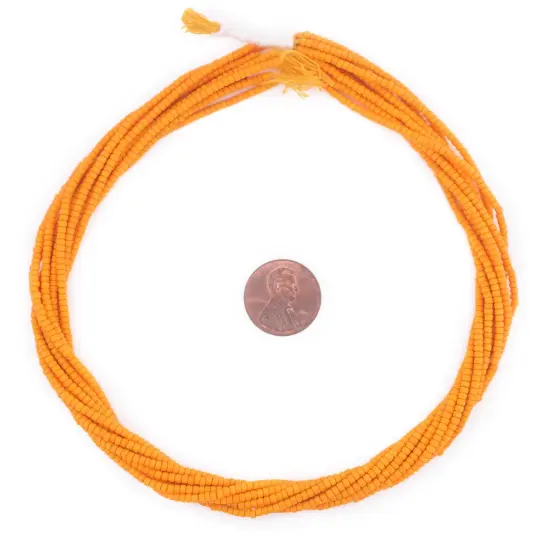 The Bead Chest 2mm Glass Seed Beads - Full Strand of Afghani Tribal Beads (Tangerine) - Bunch of 10 Strands {2}