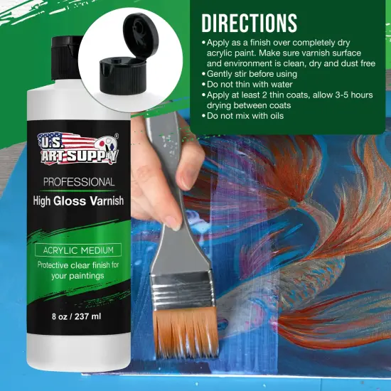 8 oz High Gloss Varnish for Acrylic Paintings - Clear Protective Finish with UV Protection {5}
