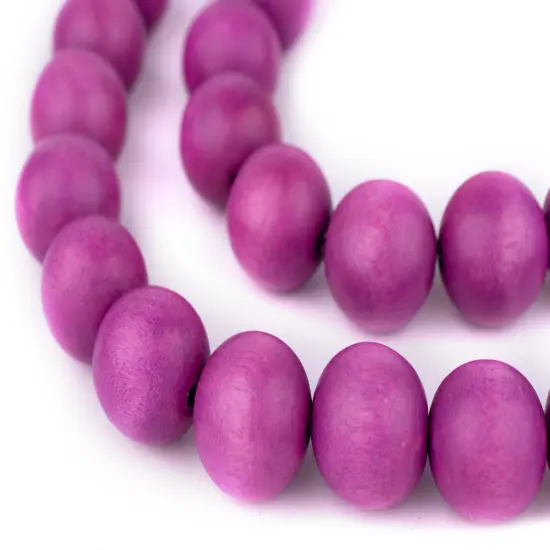 The Bead Chest Natural 18mm Wooden Beads in Magenta for Jewelry Making &ndash; Round Loose Wood Spacer Beads I Approximately 24 Beads {1}