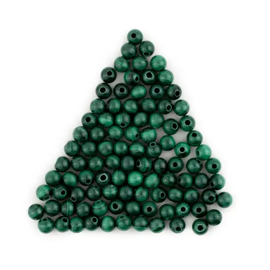The Bead Chest Round Malachite Beads (5mm, Set of 100) {1}