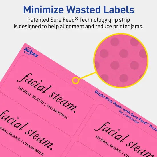 Avery Bright Pink Paper Labels, 2" x 4" Rectangle {4}