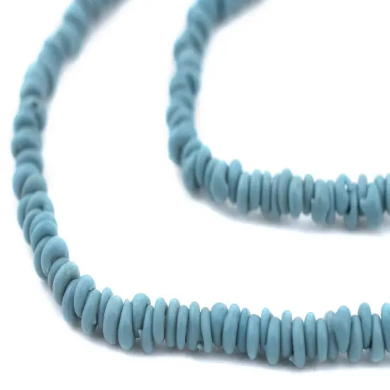 The Bead Chest Turquoise Blue 4mm Glass Heishi Beads - 24" Strand of Indonesian Java Spacer Beads for Crafts & Jewelry Making {1}
