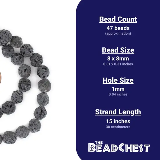 The Bead Chest Grey Faceted Lava Beads (8mm) {4}
