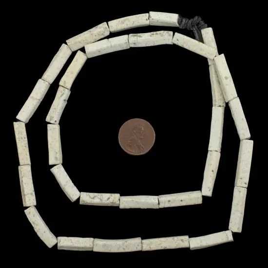 The Bead Chest Moroccan Pottery Beads, White, Rectangle: Genuine North African Berber Tribal Beads for DIY Jewelry Making and More {2}