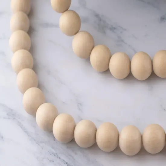 The Bead Chest Wood Garland Beads Decorative Ornament 128 Inches 20mm White Round Large Hole 128 Inch Strand {5}