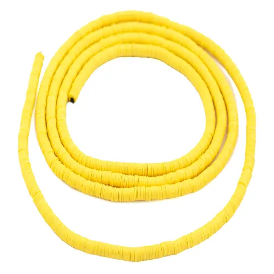 The Bead Chest African Vinyl Beads, Ghana Vulcanite Crafts Supplies for DIY Jewelry Making, Necklaces, Bracelets (4mm, Yellow) {3}