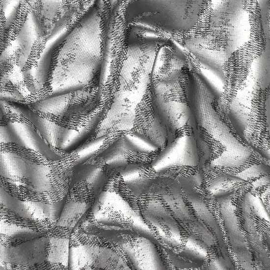 Metallic Silver-Black Tiger Printed Stretch Jersey Knit Fabric By the Yard {3}