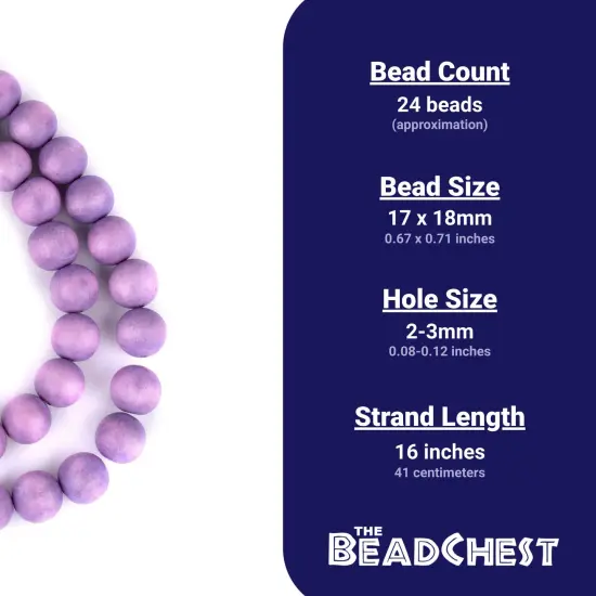 The Bead Chest Natural 18mm Wooden Beads in Purple for Jewelry Making &ndash; Round Loose Wood Spacer Beads I Approximately 24 Beads {4}