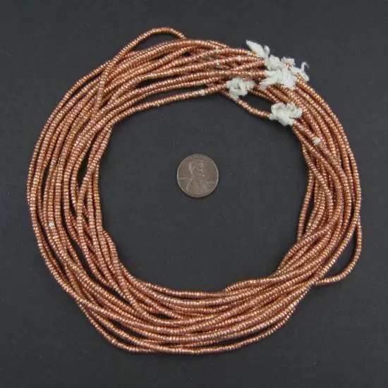 The Bead Chest Copper Heishi Beads &ndash; 3mm Ethiopian Metal Spacers, Full Strand for Jewelry MakingI Approximately 400 Beads {2}