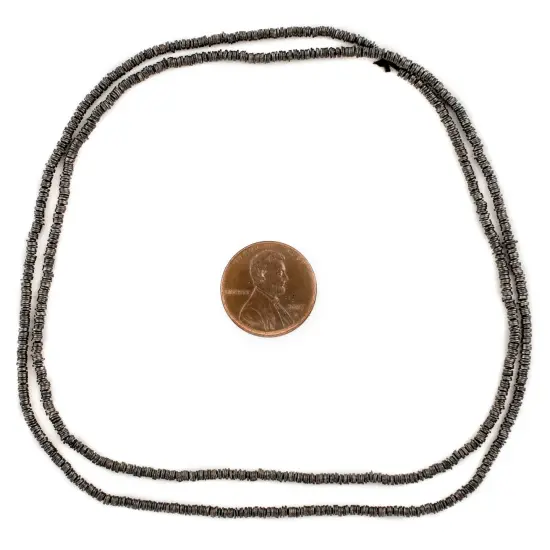 The Bead Chest Midnight Black Flat Disk Heishi Beads (2mm), 24" Strand, Handmade for Jewelry Making & Crafts | Approximately 1440 Beads {2}