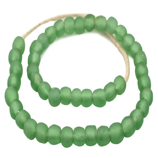 The Bead Chest African Recycled Glass Beads &ndash; Handmade in Ghana &ndash; Light Green 14mm Strand for Jewelry Making, Crafts, and Home Decor I Approximately 50 Beads {3}