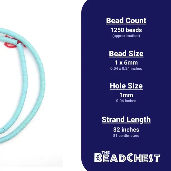 The Bead Chest African Vinyl Beads, Ghana Vulcanite Crafts Supplies for DIY Jewelry Making, Necklaces, Bracelets (6mm, Baby Blue) {3}