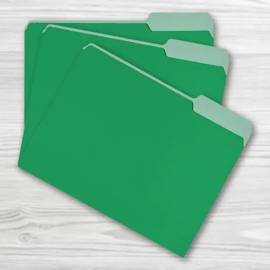 School Smart Colored File Folders, Two-Tone, Letter Size, 1/3 Cut Tabs, Green, Pack of 100 {5}