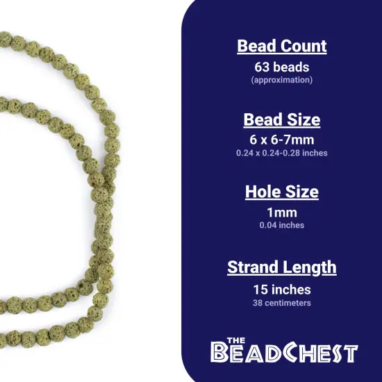 The Bead Chest Lime Green Volcanic Lava Beads (6mm) {4}