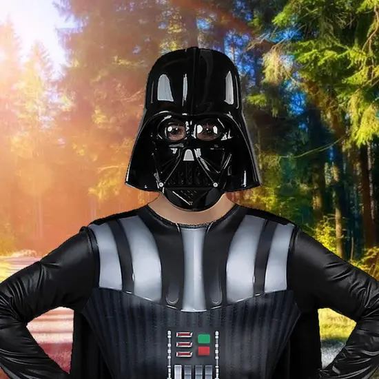 Darth Vader Value Child Costume Black Jumpsuit Cape and Mask {4}