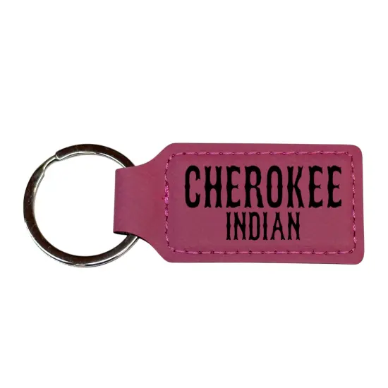 Keychain - Rectangle - Cherokee - Leather Pink/Black {1}