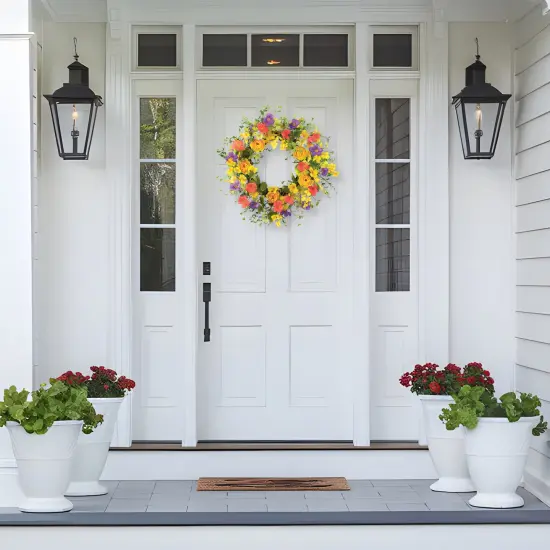 Collections Etc Yellow Rose Wildflower Door Wreath {7}