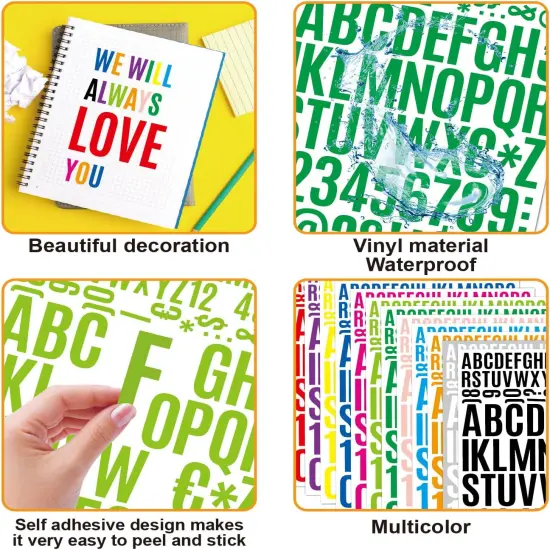 10 Sheets 1320 Alphabet Stickers Letter Sticker Vinyl Self-Adhesive Number {5}
